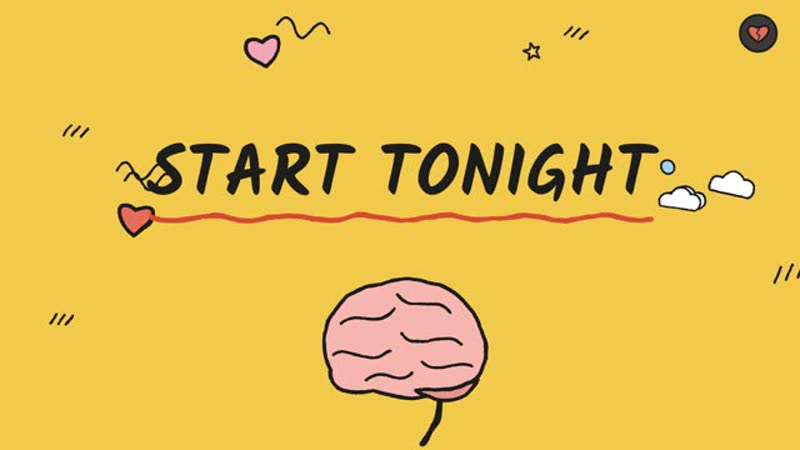 Frame from an animated explainer: hand-drawn style characters and icons on a yellow background